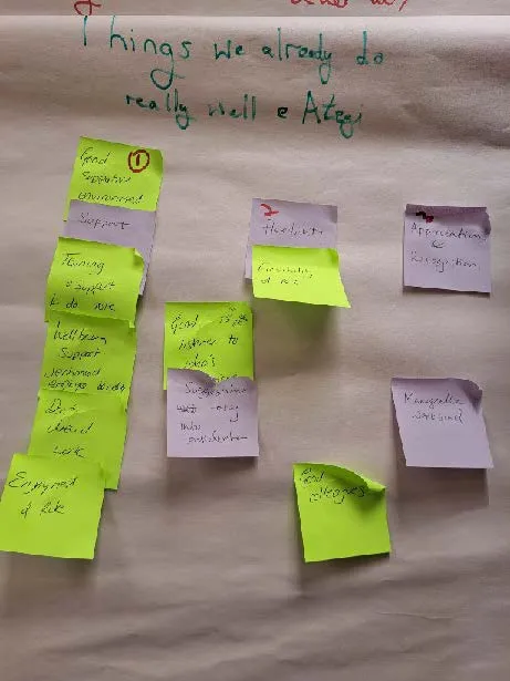 Discussion post-its for what is going well