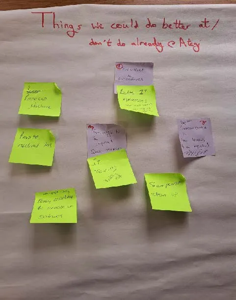 discussion post-its for improvements
